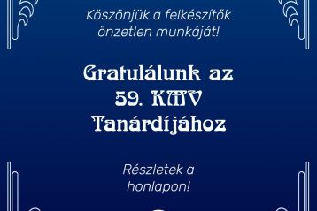 Az 59. KMV Tanárdíja!